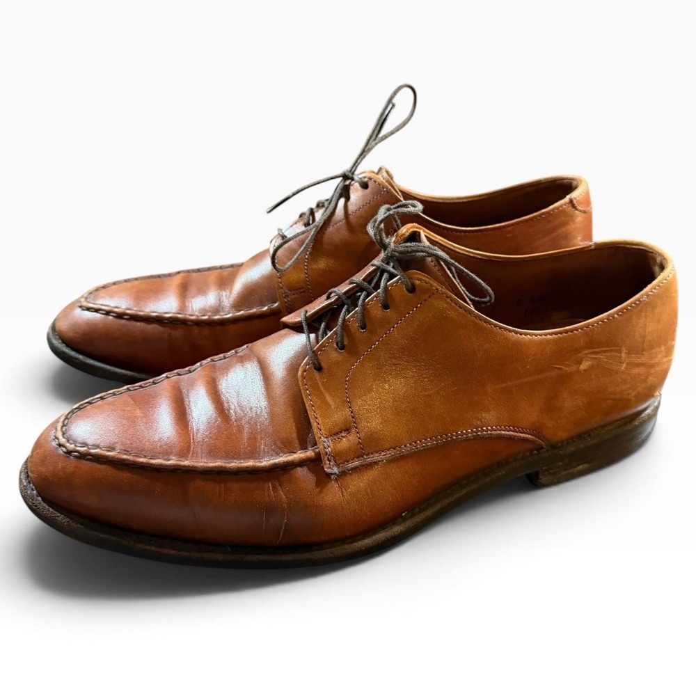 Allen Edmonds Powell Mens Tan Leather Split Toe Derby Shoes USA Made Blucher 11